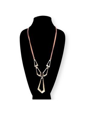 MACY’s Brown Suede & Gold Mixed Texture Link Lariat Necklace NWT​